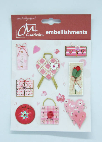 3D-Sticker / Embellishments Valentinstag 1 - selbstklebend