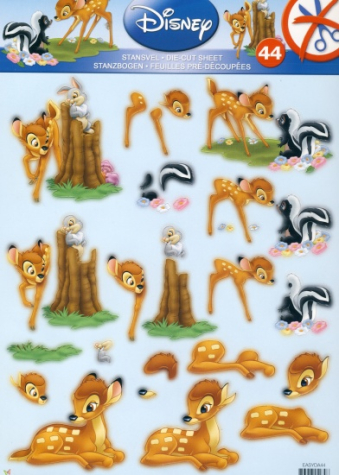 3D Stanzbogen <br> Disney Animals Nr. 44 <br> 1 Bogen DIN A4, vorgestanzt