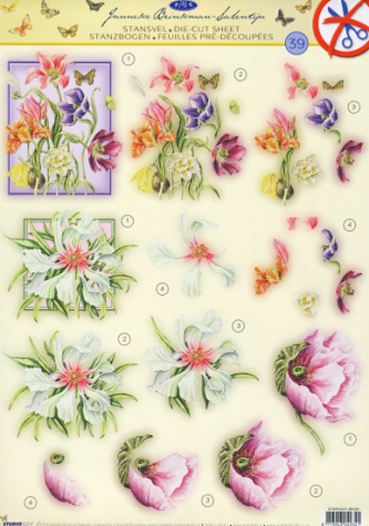 3D Stanzbogen <br> Janneke Brinkman Nr. 39 <br> verschiedene Blumen