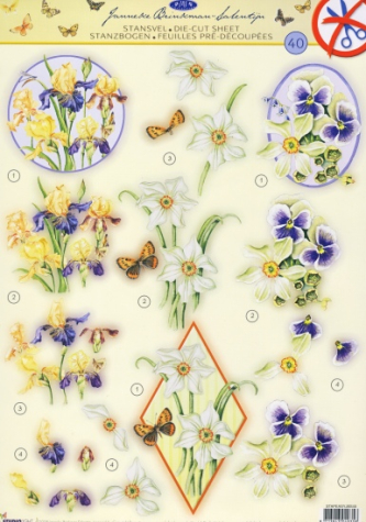 3D Stanzbogen <br> Janneke Brinkman Nr. 40 <br> Frühlingsblumen