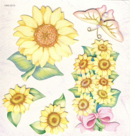 3-D Sticker / Embellishments <br> Sonnenblumen, 5tlg.