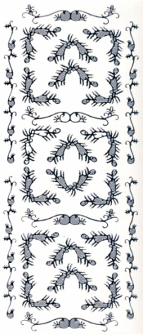 Spiegelsticker filigrane Blumenborden - silber <br> 1 Bogen 10x24 cm