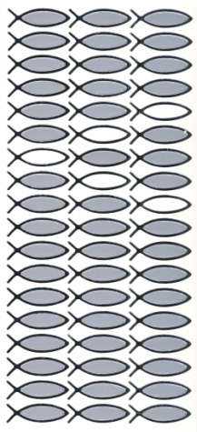 Spiegelsticker Ichthy - Fische 3cm - silber  <br> 1 Bogen 10x24 cm