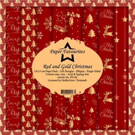 Paper Pack Red and Gold Christmas - 15 x 15 cm