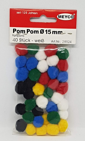 Pom Pom Ø 15 mm, bunt sortiert