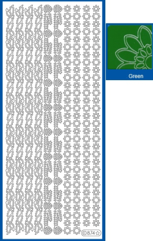Sticker Stern-/Blätter-Linien - 0874 - grün <br> 1 Bogen 10x23cm