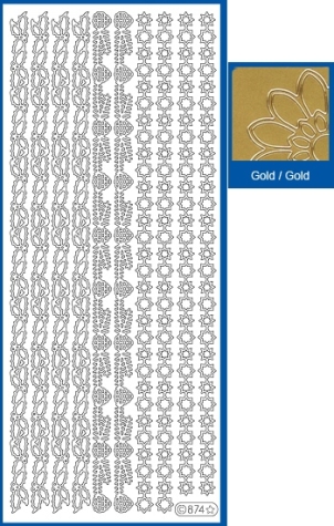 Sticker Stern-/Blätter-Linien - 0874 - gold <br> 1 Bogen 10x23cm