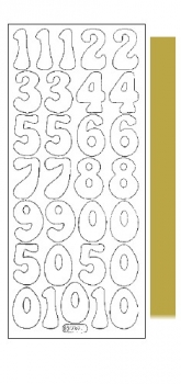 Sticker Zahlen groß - 939 - gold <br> 1 Bogen 23x10 cm