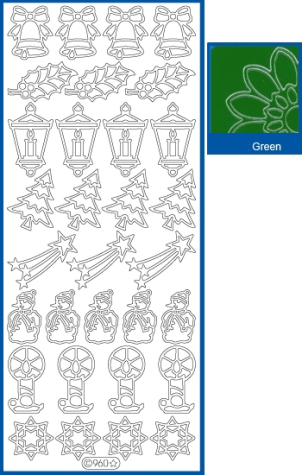 Sticker Weihnachtsmotive - 0960 - grün <br> 1 Bogen 10x23cm