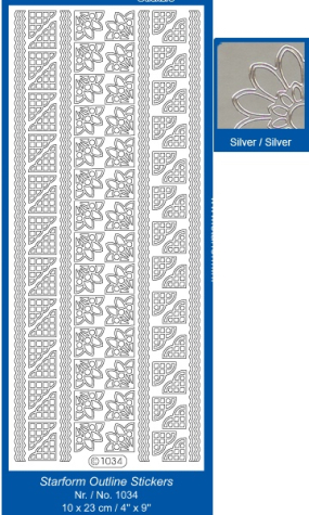 Sticker Ecken + Rand - 1034 - silber <br> 1 Bogen 10x23cm