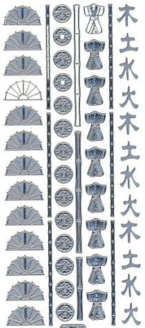 Sticker Asia - Motive klein - 1087 - silber <br> 1 Bogen 10x23 cm
