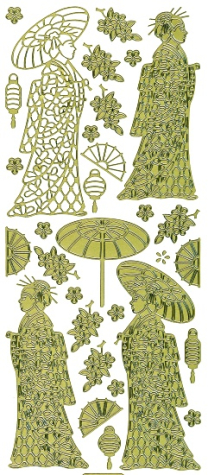 Sticker Asia - Geishas - 1158 - gold - 1 Bogen 10x23 cm
