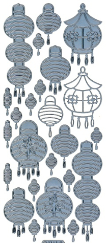 Sticker Asia - Lampions - 1161 - silber <br> 1 Bogen 10x23 cm