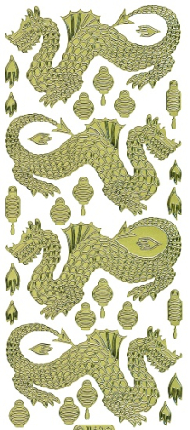 Sticker Asia - Drachen - 1162 - gold <br> 1 Bogen 10x23 cm