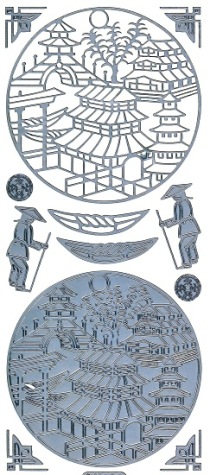 Sticker Asia - Pagode / Tempel - 1163 - silber <br> 1 Bogen 10x23 cm