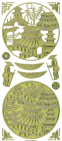 Sticker Asia - Pagode / Tempel - 1163 - gold <br> 1 Bogen 10x23 cm