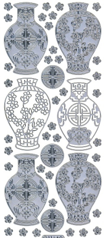 Sticker Asia - Vasen - 1164 - silber <br> 1 Bogen 10x23 cm