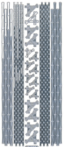 Sticker Bambus-Linien & -Ecken - 1166 - silber <br> 1 Bogen 10x23 cm