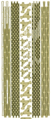Sticker Bambus-Linien & -Ecken - 1166 - gold <br> 1 Bogen 10x23 cm