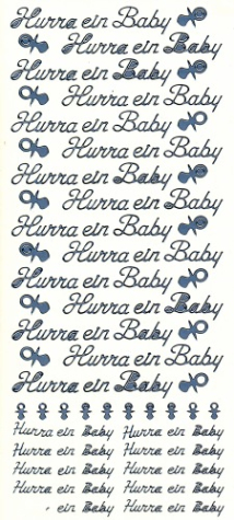 Sticker Hurra ein Baby - 428 - silber <br> 1 Bogen 23x10 cm