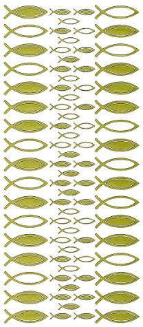 Sticker Ichthys / Fische - 897 - gold <br>1 Bogen 10x23cm