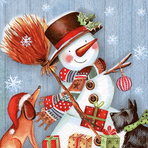 Serviette Snowman with broomstick