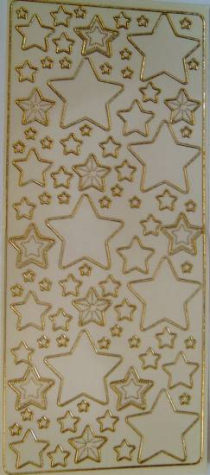 Sticker Sterne - transparent/ gold <br> 1 Bogen 23x10 cm