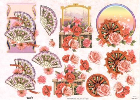 3D Bogen geprägt - TBZ 504552 - Blumen, Fächer, Rad