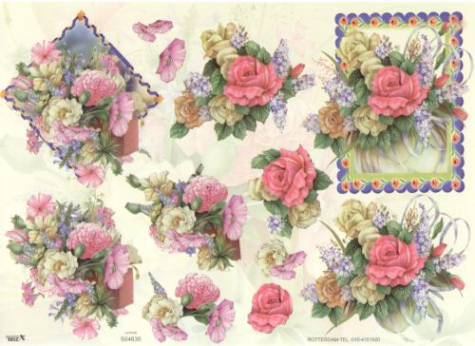 3D Bogen geprägt - TBZ 504635 - Blumen im Rahmen
