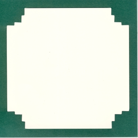 Quadratische Einsteck Karten - Zackenrand <br>  25 Dunkelgrün - 3 Karten mit Umschlag