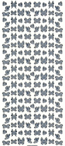 Sticker Schmetterlinge - 1110 - silber <br> 1 Bogen 10x23cm