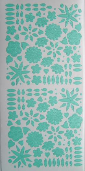 Sticker Blumen - mintgrün/klar   1 Bogen 10x23 cm