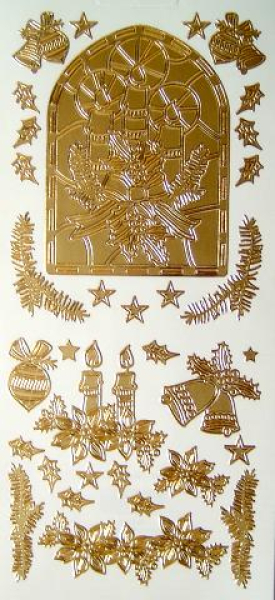 Sticker Christmas Fenster - gold   1 Bogen 10x23cm