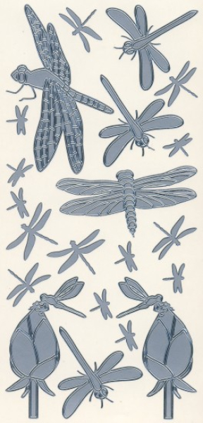 Sticker Libellen - silber   1 Bogen 10x23 cm