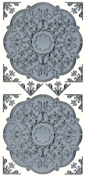 Sticker Ornament - silber   1 Bogen 10x23 cm