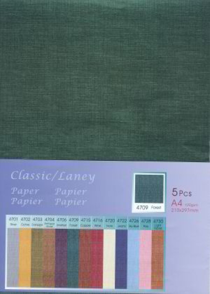 Papier "Classic Laney" - forest/dunkelgrün - 5 Bögen