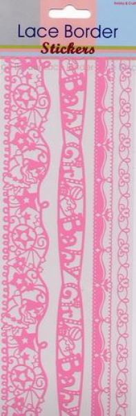 Lace Border Sticker "Baby Girl" rosa