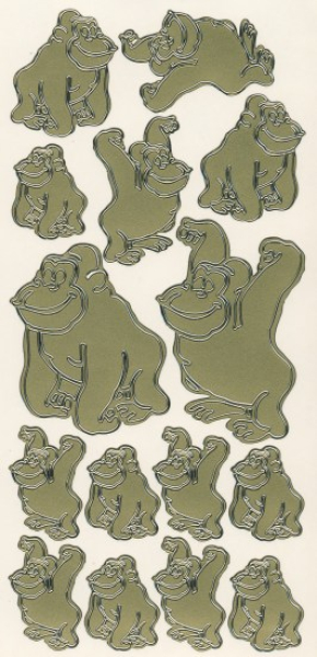 Sticker Affen - gold   1 Bogen 10x23 cm