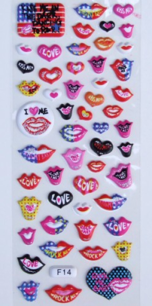 3-D Sticker Kiss   1 Bogen 7x16,7 cm