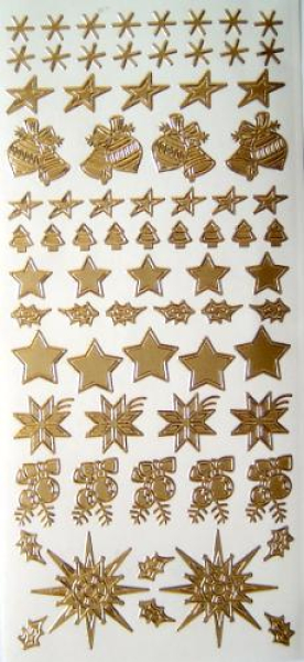 Sticker Weihnachts-Sterne - gold   1 Bogen 10x23cm