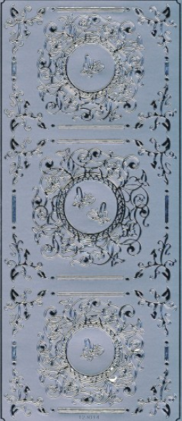 Spiegelsticker filigrane Kreise und Borden - silber   1 Bogen 10x24 cm
