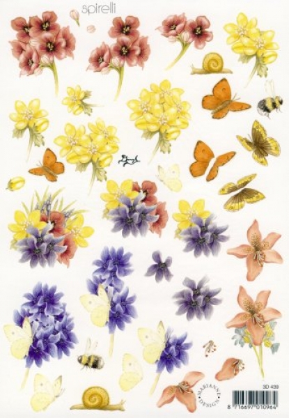 3D-Bogen - A5   Marianne Design 3D439  Schmetterlinge und Blumen