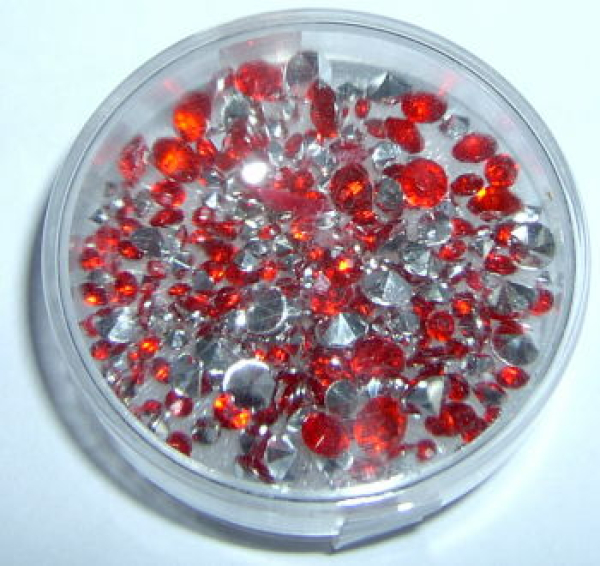 Acryl-Strasssteine spitz Ø 2-4 mm, rot - ca. 250 Stück
