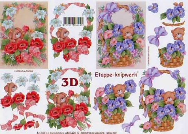 3D Bogen - A4 - Le Suh 4169425 - Blumen mit Bärchen