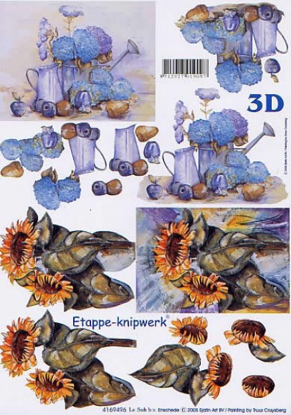 3D Bogen - A4 - Le Suh 4169496 - Hortensien + Sonnenblumen