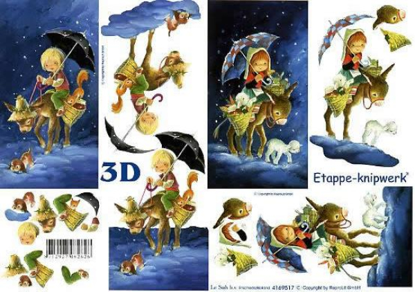 3D Bogen - A4 - Le Suh 4169517 - Kinder auf Esel
