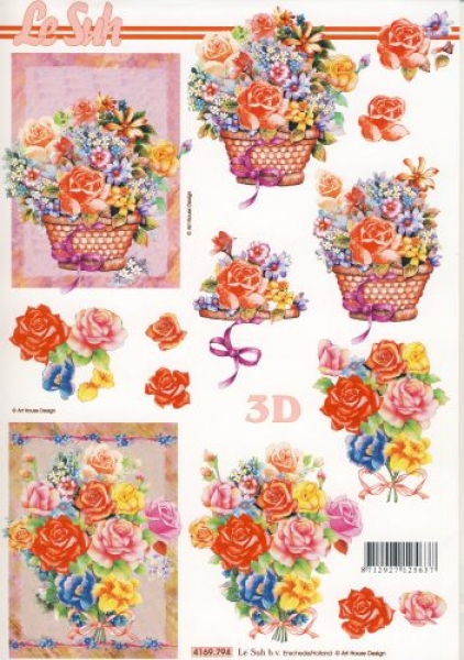 3D Bogen - A4 - Le Suh 4169794 - Korb mit Blumen