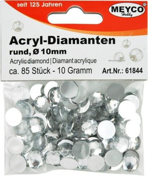 Acryl-Diamanten rund Ø 10 mm, kristall - ca. 85 Stück