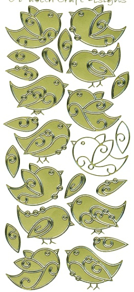 Sticker Elizabeth Craft Design   Vögel - gold   1 Bogen 10x23 cm