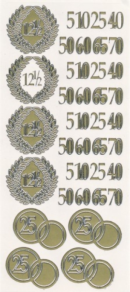 Sticker Jubiläum - gold   1 Bogen 23x10 cm